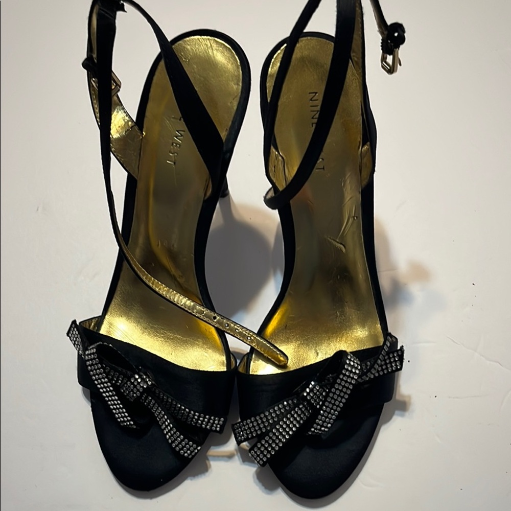 Nine West Black Heels with Silver Accents